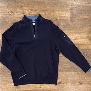Tommy Bahama Navy Zip Up Sweater with Ribbed Cuffs